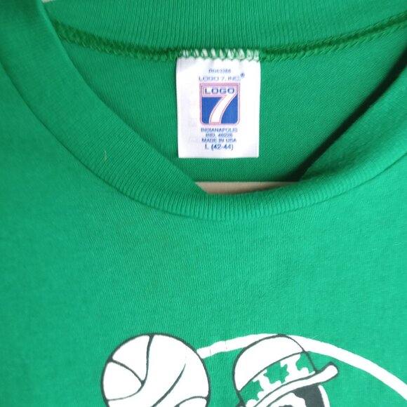 Vintage Boston Celtics Basketball NBA Logo 7 Green T-Shirt Size L - Picture 4 of 4